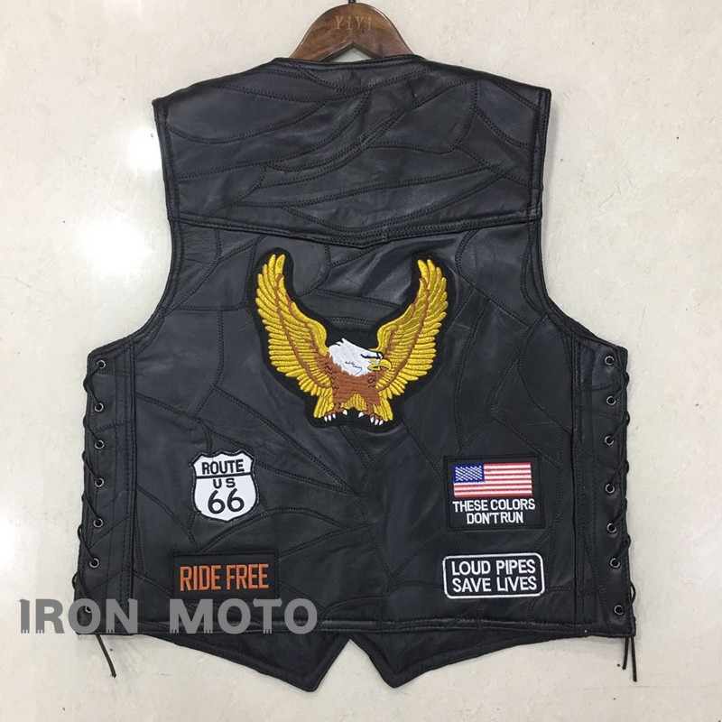 Leather Work Vest - NEUE Motorradwesten für Herren Cafe Moto