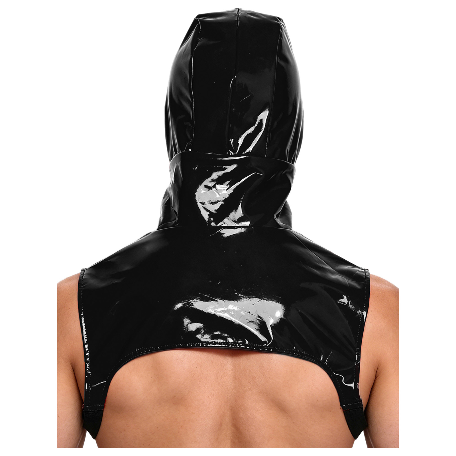 Leather Work Vest - Herren-Weste aus PU-Leder mit Kapuze und