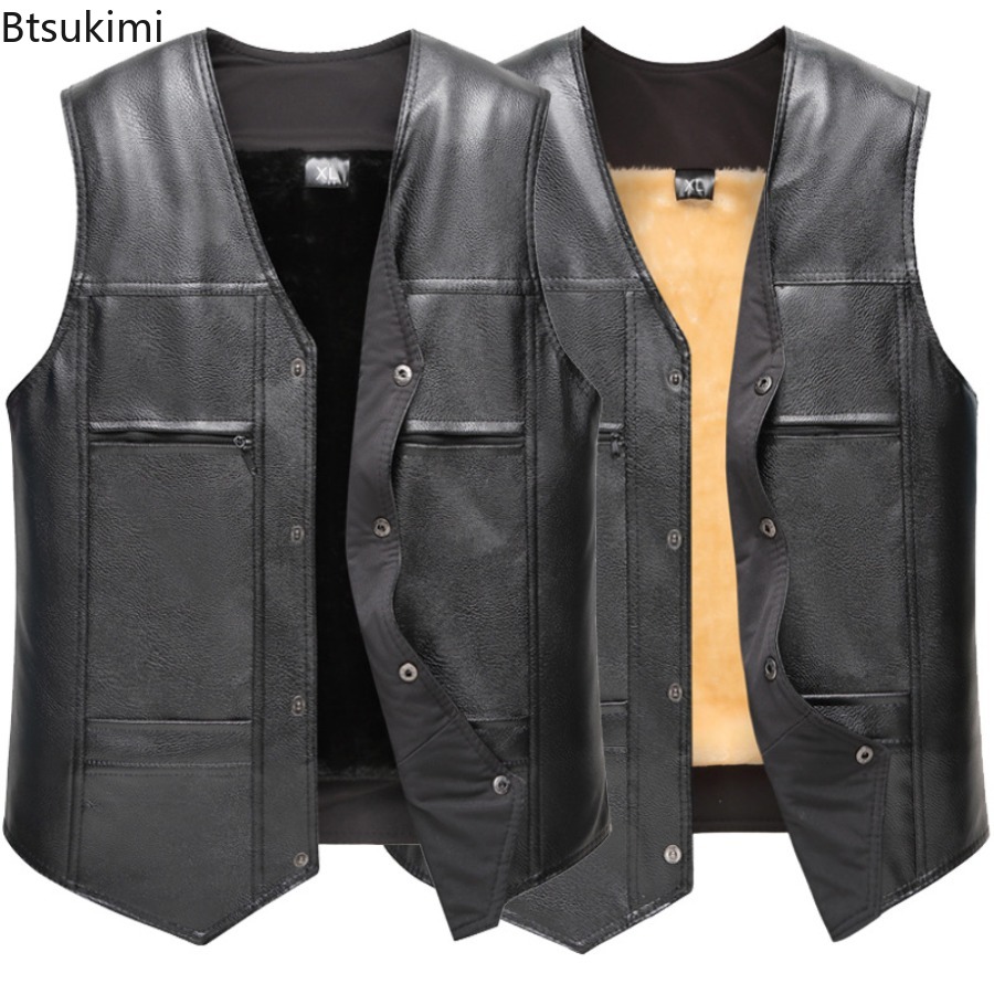 Leather Work Vest - Herbst Winter Neue männer Leder Weste
