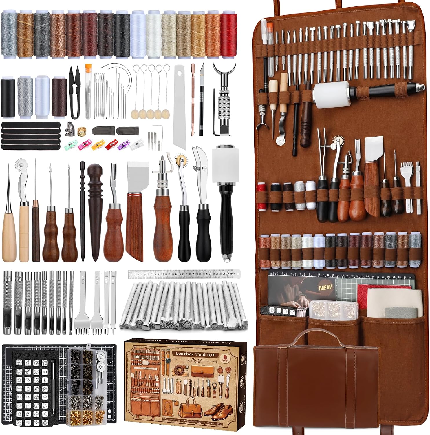 Leather Works - Lederbearbeitungs-Set, Lederwerkzeuge und Bastelset mit Maßgefertigter