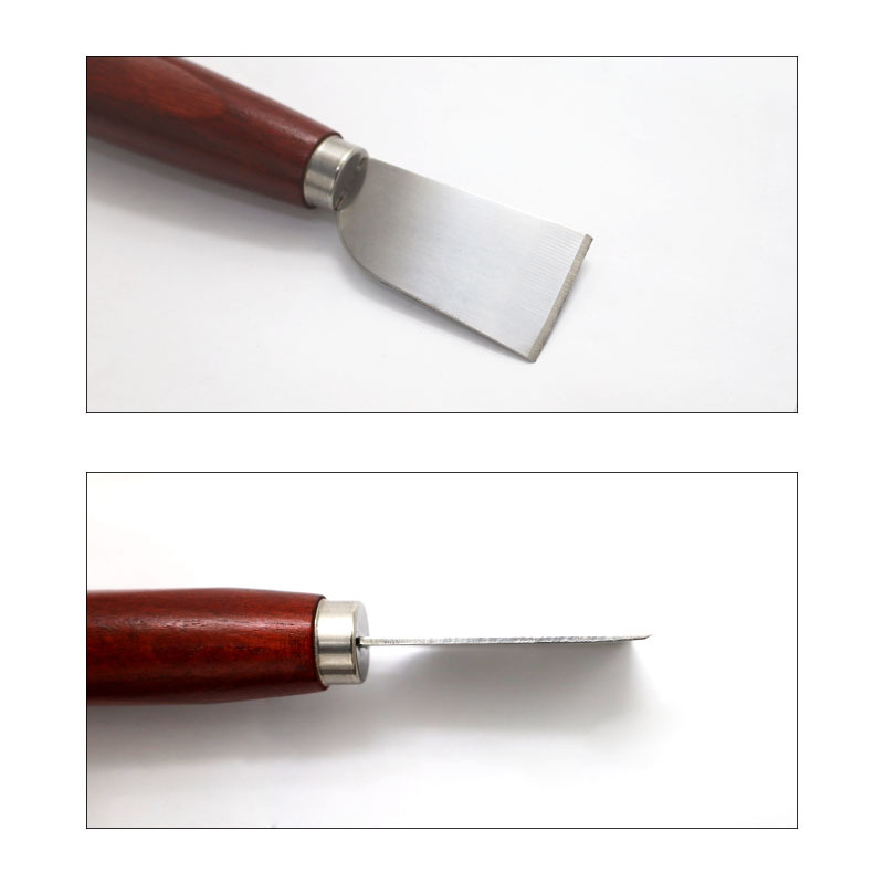 Leatherwork Knife - DIY-Lederwerkzeug mit Holzgriff, Edelstahl-Lederschneidemesser, Lederschaufelmesser für