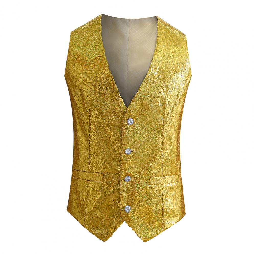 Leather Work Vest - Herren Anzug Westen Pailletten Tank Top