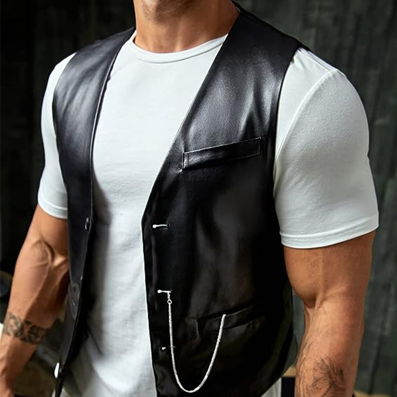 Neue einfache Herren PU Slim-F – Leather Work Vest Bewertung und Preis