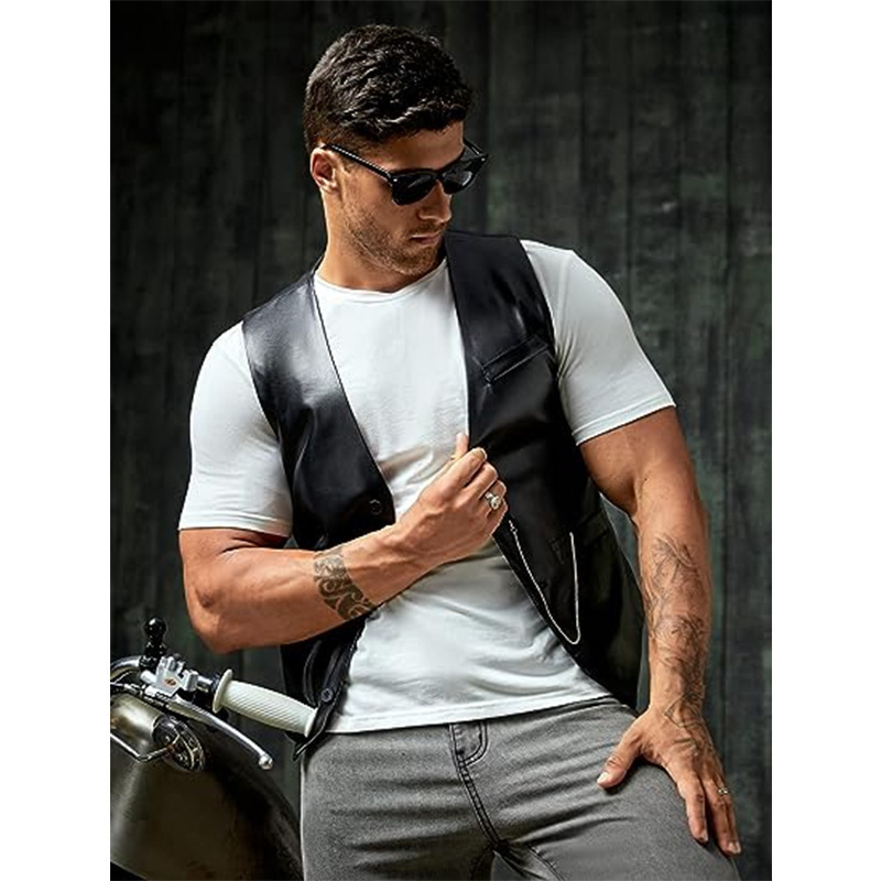 Neue einfache Herren PU Slim-F – Leather Work Vest Bewertung und Preis